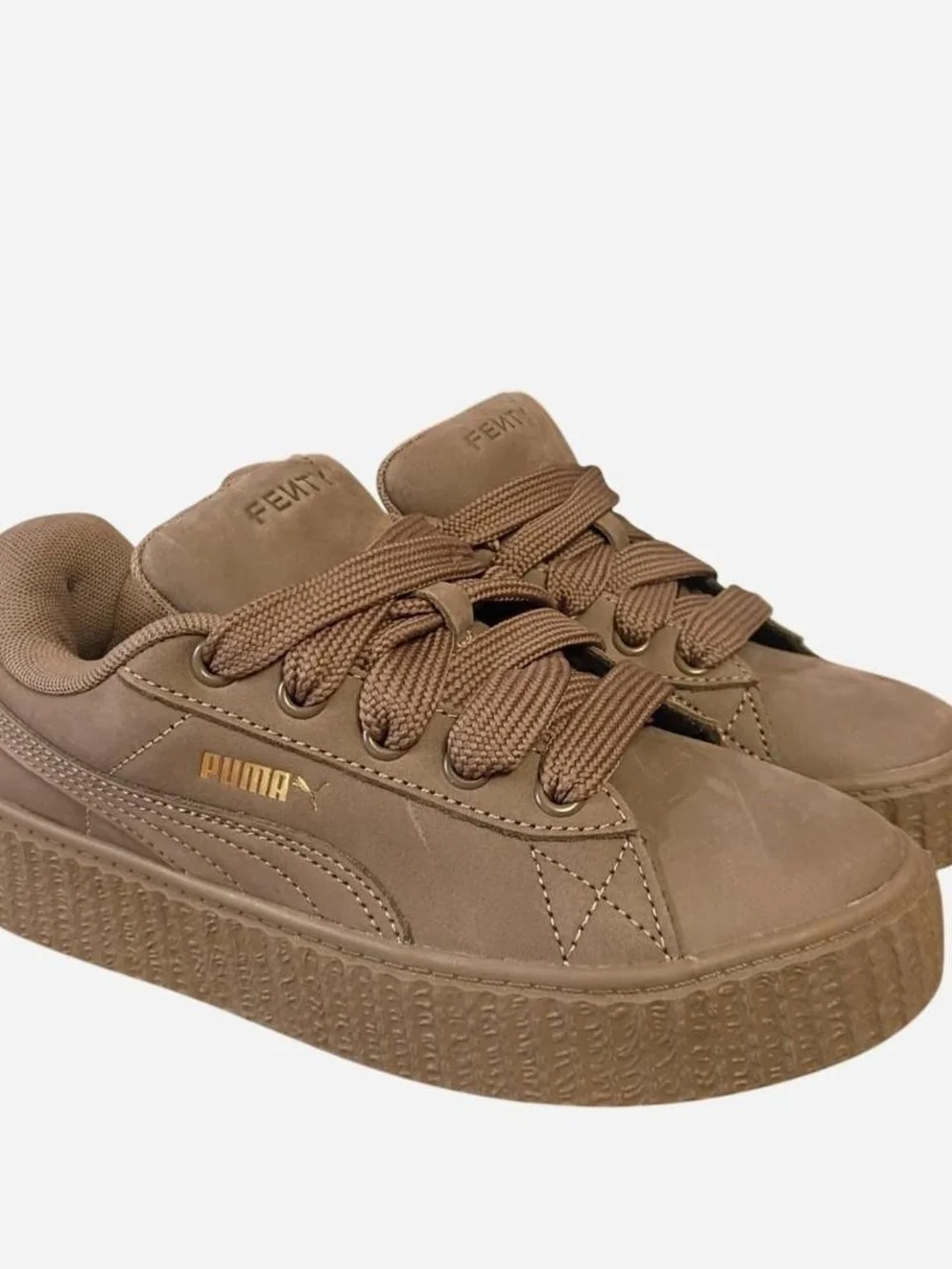 FENTY Kids Low-Top Platform Sneakers in Chestnut Brown